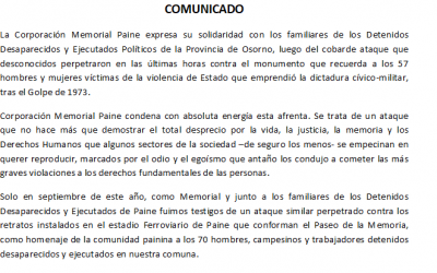 Solidaridad con familiares de Detenidos Desaparecidos y Ejecutados de Osorno